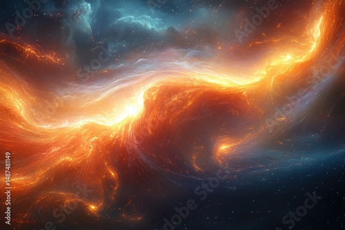 Swirling Ribbons of Light Illuminate a Mystical Landscape in a Cosmic Display of Colors and Energy During a Celestial Event