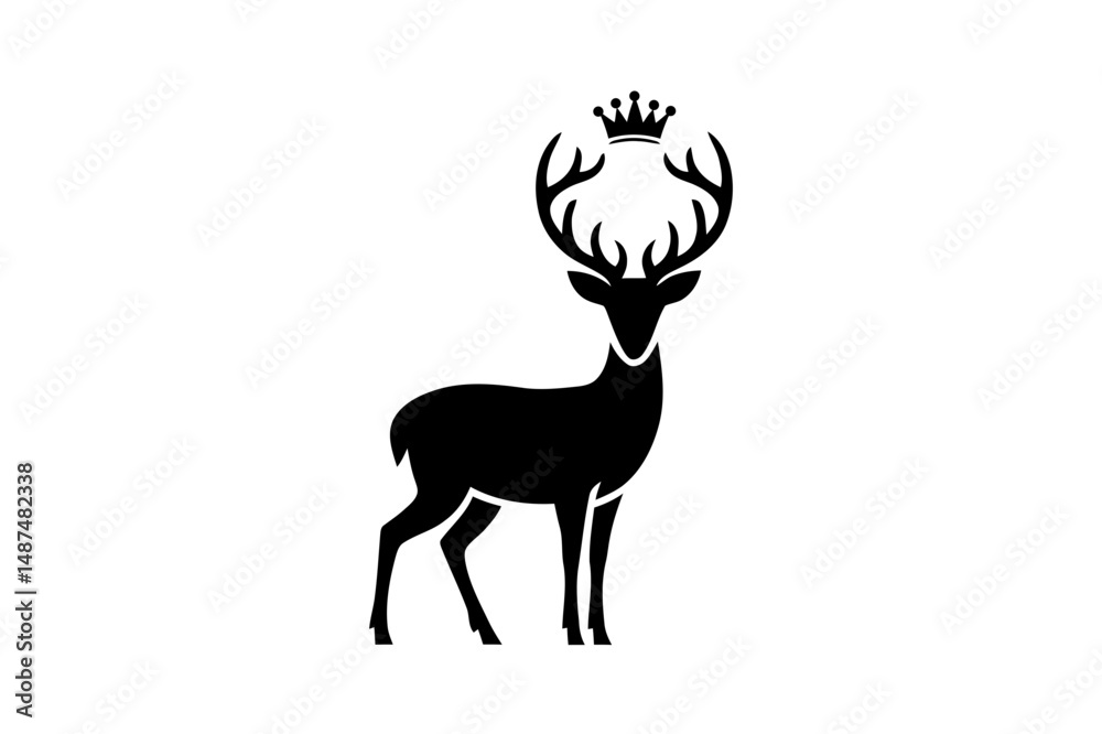 Fototapeta premium Deer with crown logo design vector illustration