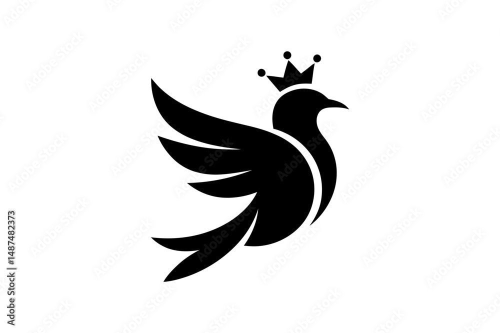 Obraz premium Elegant bird logo design with crown vector graphic