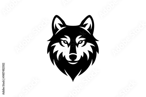 Black wolf head vector illustration animal design