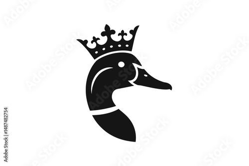 Duck with crown logo design vector illustration