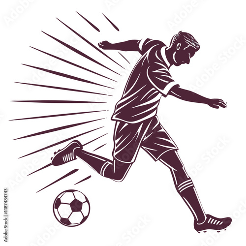 footballer kicking ball dynamic pose silhouette