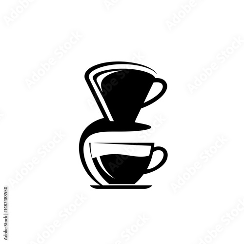 Art of Coffee: A minimalist, artistic representation of the coffee brewing process, featuring a pour-over setup. The image, with its clean lines and striking contrast.