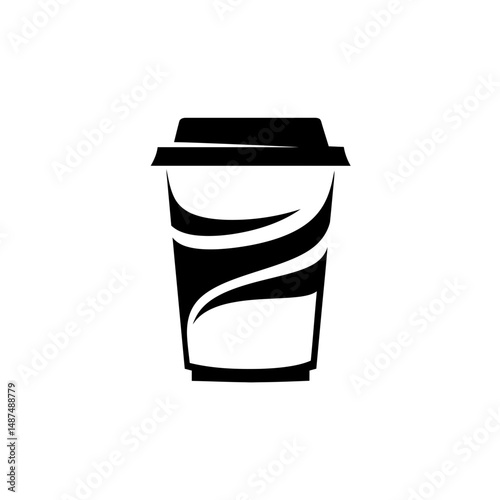Morning Brew in Monochrome: A stylized graphic of a takeaway coffee cup, elegantly rendered in monochromatic tones, showcasing its form.