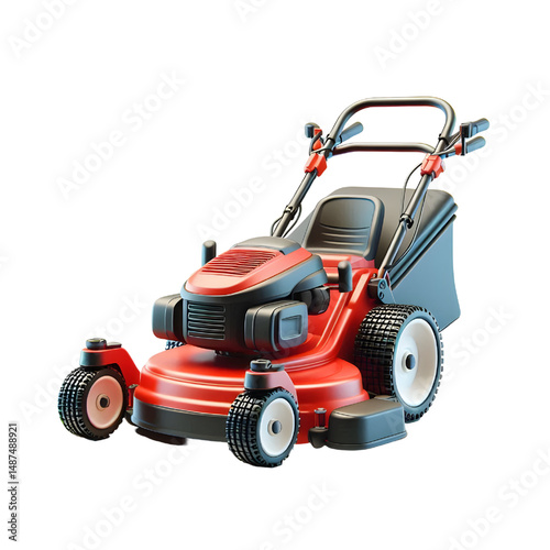 Zero-turn lawn mower lawn care logo 3D icon isolated on a white background