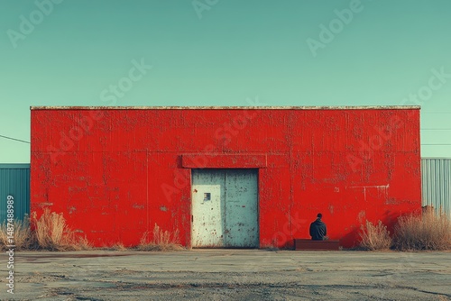 Isolation and Despair in Bankruptcy Represented Through Minimalist Design in a Stark, Empty Landscape at Dawn