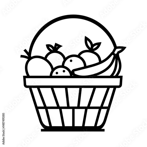 Fresh Basket of Fruits: A beautifully illustrated basket overflowing with a colorful assortment of fresh fruits, symbolizing health and natural goodness.