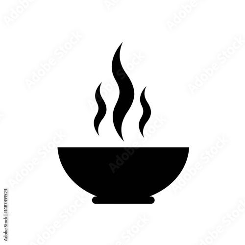 Steaming Bowl: A simple silhouette of a hot bowl, its inviting steam rising, symbolizes warmth, comfort, and the essence of a delicious meal. 