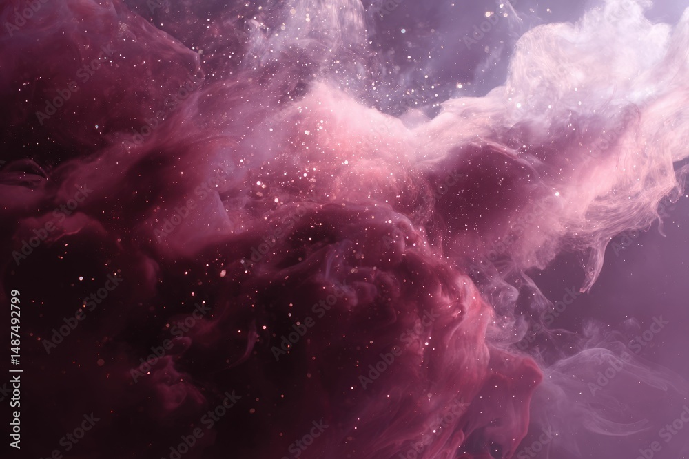 Fototapeta premium Cosmic Dust: A Serene Abstract Painting of Pink and Purple Nebulae