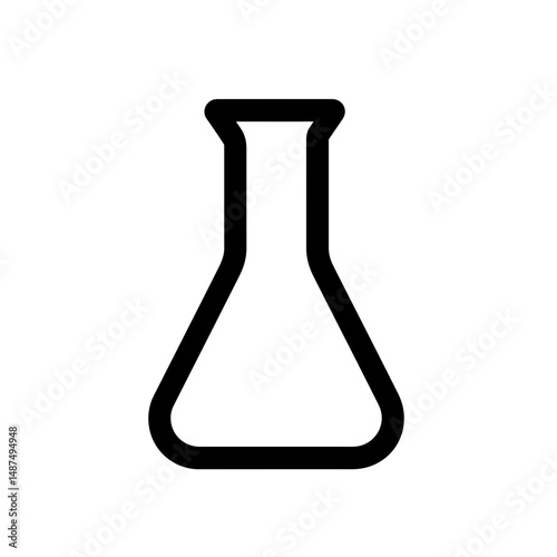 Outline Icon of Laboratory Flask: Minimalist design with bold strokes, this image showcases the iconic shape of a laboratory flask, ideal for science, chemistry, or education-related projects.
