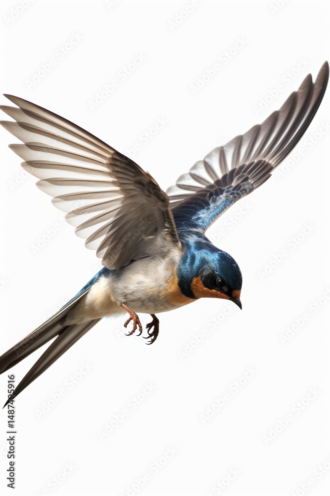 Obraz premium Barn Swallow Flying on White Background