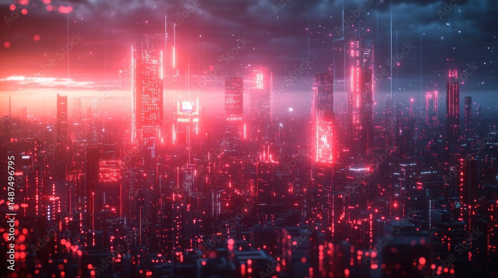 Obraz premium Futuristic cityscape at dawn