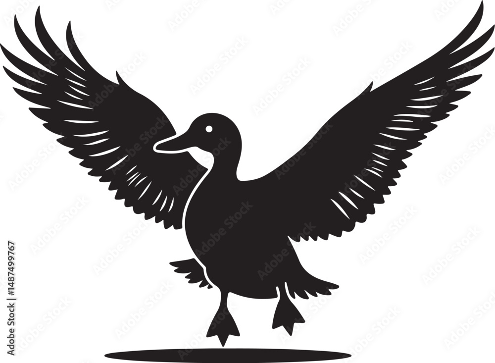 Obraz premium Flying Duck Silhouette Clipart Set