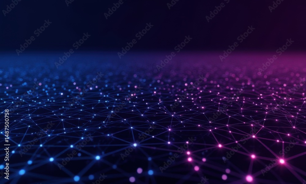 custom made wallpaper toronto digitalAbstract digital network with vibrant purple and blue hues, creating a futuristic ambiance.