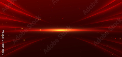 Luxury red background with glowing curve ray elegant. Template award concept.