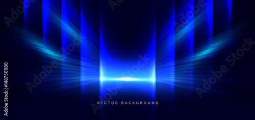 Abstract blue beam vertical on dark blue background.