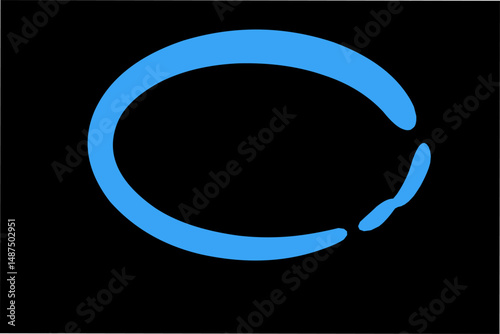Bold blue brushstroke circle on a black background, inspired by the Enso symbol. This modern, minimal, zen-style design conveys simplicity, balance, and artistic fluidity.