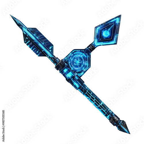 Futuristic Arrow with Digital Precision in Electric Isolated on Transparent Background
