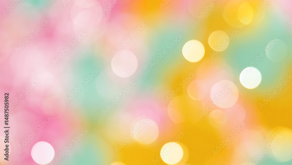 Fototapeta premium Pastel Bokeh Background Soft Pink, Teal, and Gold Lights