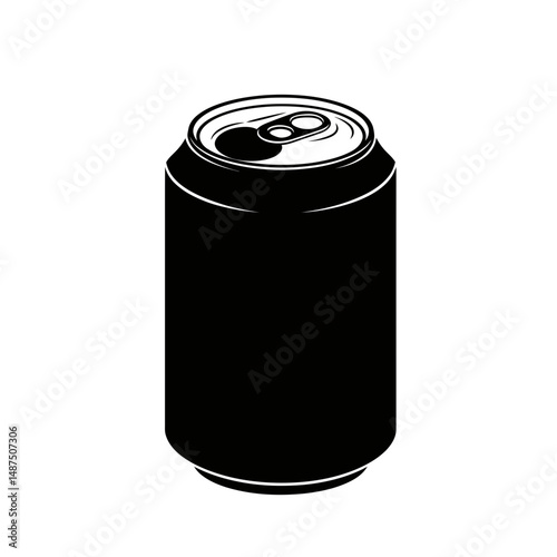 Black Soda Can: A black soda can illustrated with graphic design in sleek black, embodies modern refreshment with minimalism.