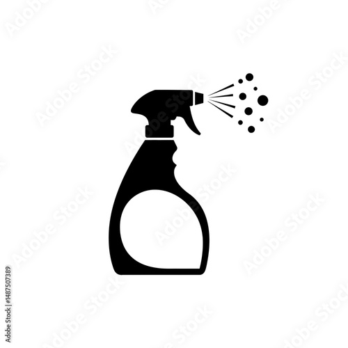 Spraying Cleaning Solution: A close-up shot of a cleaning bottle spraying cleaning liquid, representing the power of cleanliness and disinfection, ideal for various themes like cleaning, hygiene.