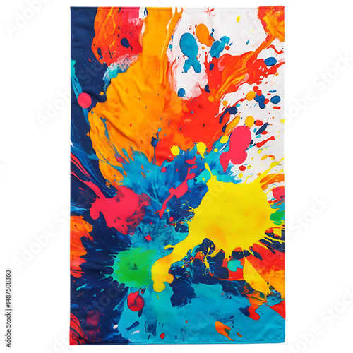 Bold Beach Towel Featuring Large Abstract Color Spl Isolated on Transparent Background