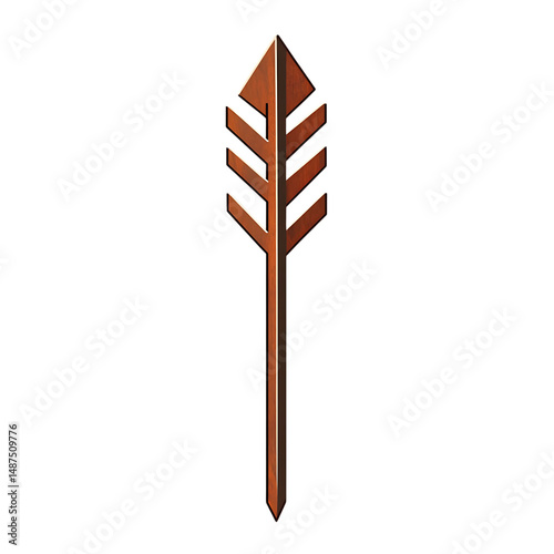 Bold Arrow with Distinctive Edges in Forest Brown Isolated on Transparent Background