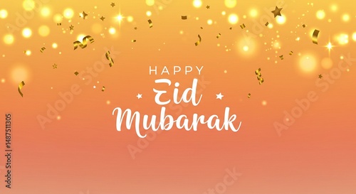 Happy Eid Mubarak Celebration with Traditional Lanterns and Festive Background