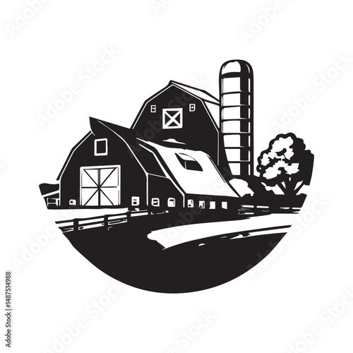 illustration of a farm life house