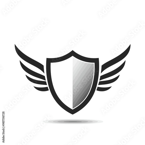 Protective Wings Emblem: A captivating emblem design, featuring a shield embraced by a pair of elegant wings, perfect for conveying concepts of security, protection, and freedom.