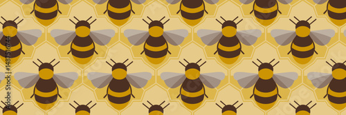 Bee icon sheet in honeycomb layout with colorful backgrounds – Perfect for children’s books, nature themes, or eco design