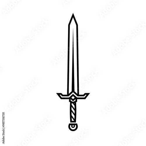 Steely Silhouette: A refined monochrome illustration of a formidable sword, rendered with stark contrast and bold lines, evoking power and precision.