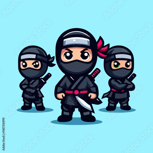 Ninja Mascot Anime Avatar for Gaming Esport Logo, Illustration Character, Shuriken Warrior Combat Assassin, Badge Emblem Icon, Hero Branding, Japan Costume Emblem, Modern Digital Graphic Art
