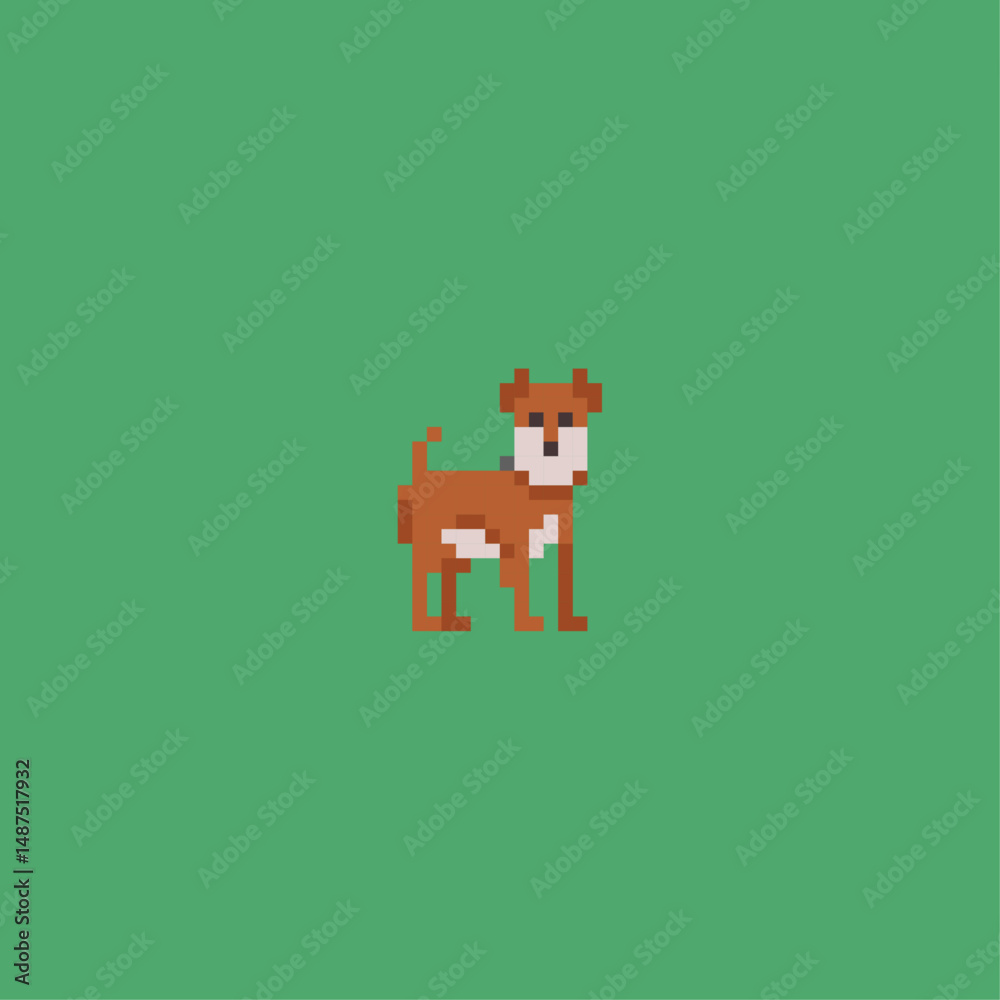 Obraz premium Pixelated dog icon logo flat vector design
