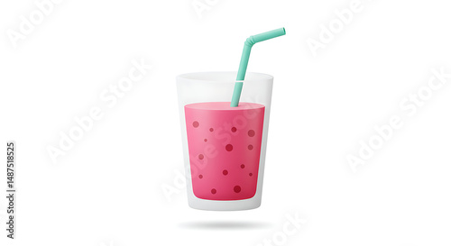 Strawberry Smoothie Isolated on White Background