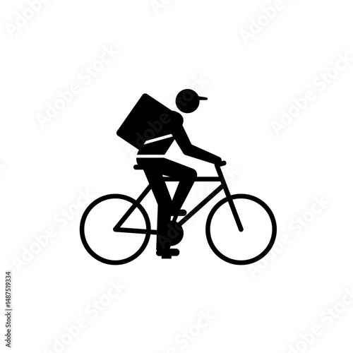 Delivery Courier on Bicycle: A simplified illustration of a delivery courier diligently cycling, symbolizing efficiency and quick service.
