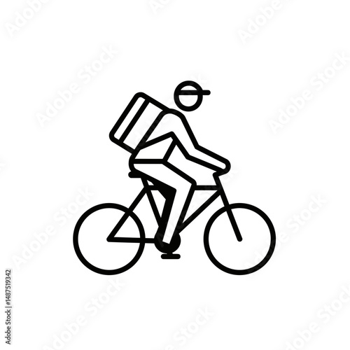 Bike Courier's Fast Delivery: A clean, minimalist icon captures a bicycle courier diligently delivering packages.