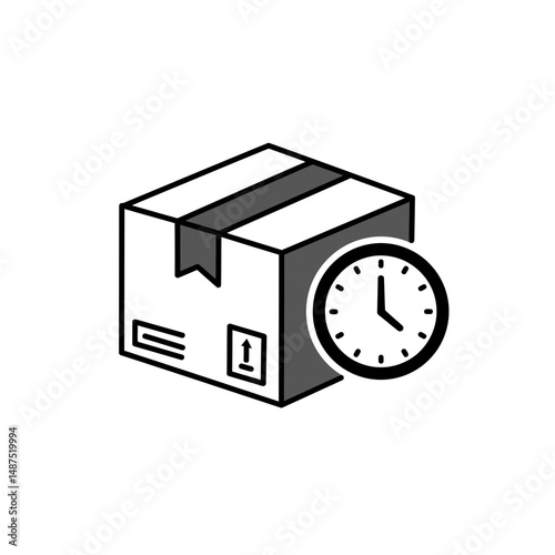 Delivery Time: A graphic of a parcel next to clock, representing timely and reliable parcel services.