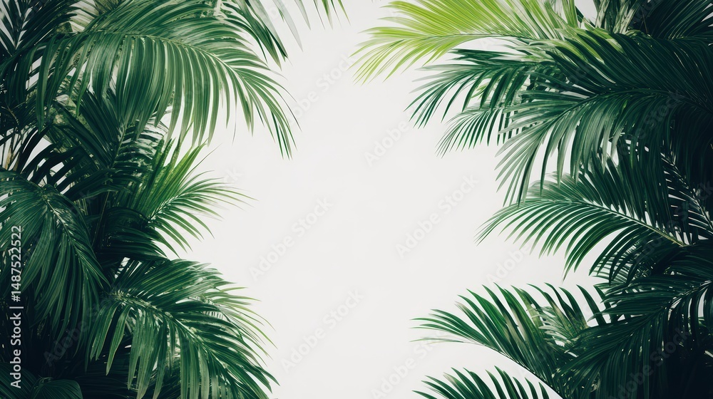 Tropical foliage frame with lush palm fronds providing a natural border Tropical foliage frame with lush palm fronds providing a natural border