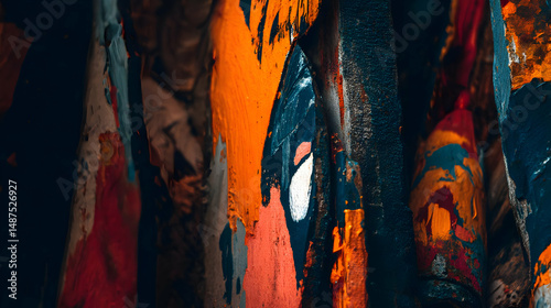 of colorful paint blotches and splatters creating chaotic energy