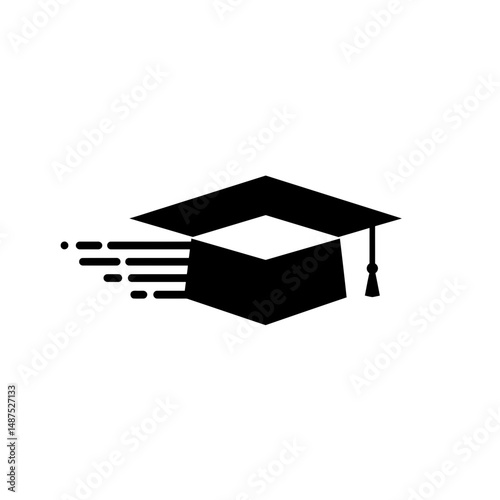 Education in motion: A bold, minimalist illustration of a graduation cap, symbolizing the rapid pace of learning and the journey toward higher education. 