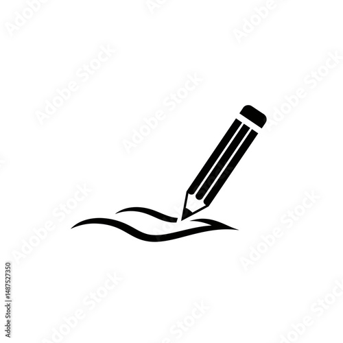 Pencil Icon Drawing: A stylized, minimalistic pencil gracefully sketching a flowing line, against a clean backdrop, symbolizing the essence of creativity, design, and the power of imagination.