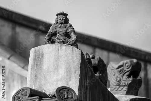 Roof decorations on Changdeokgung palace of the Joseon dynasty in Seoul, South Korea