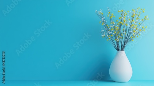 Wallpaper Mural Vibrant Floral Arrangement in White Vase Against Soft Azure Background Torontodigital.ca