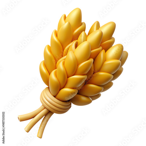 Wheat sheaf icon high quality 3d rendering isolated golden bundle of grain ears on a transparent background