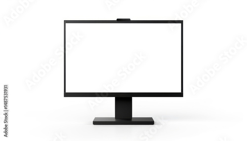Ultrawide computer monitor with minimalist design, featuring black finish and sturdy base, perfect for modern workspaces and enhancing productivity