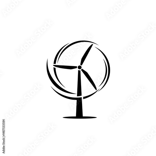 Renewable Energy Icon: A sleek, minimalist icon showcasing a wind turbine against a pristine backdrop, symbolizing clean and sustainable power.
