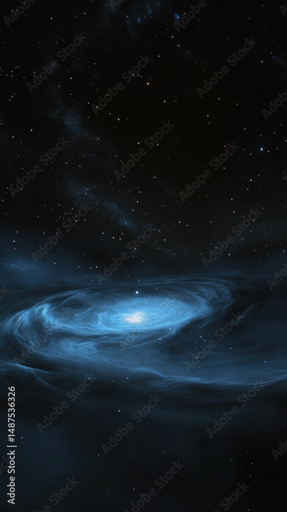 Fototapeta premium Glowing spiral galaxy, starry dark space.