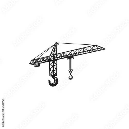 Crane Silhouette: A strong and stable crane silhouette against a clean backdrop. Emphasizing engineering, construction, and industrial prowess.