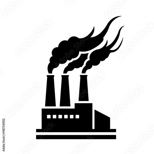 Industrial Smoke Plume: A stark, monochrome depiction of an industrial facility spewing dark smoke into the atmosphere, a poignant reminder of environmental impacts and industrial processes.